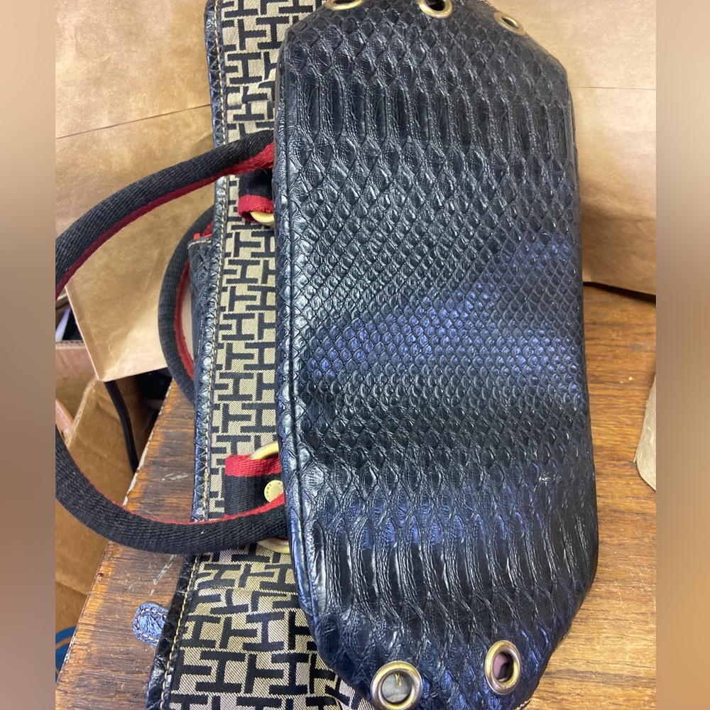 Vintage Tommy Hilfiger th monogram canvas cloth Y2k 2000s handbag purse bag - Picture 7 of 7